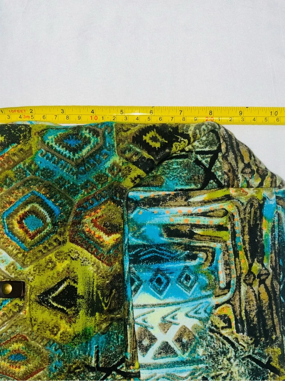 Chicos Fabric Bag Blue Green Art Geometric